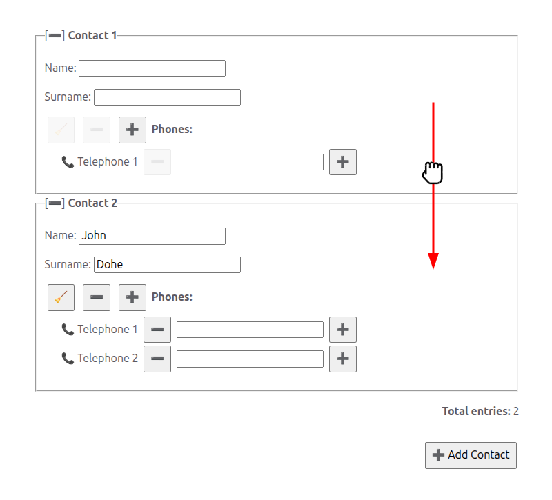 List items being reordered through drag-and-drop interaction