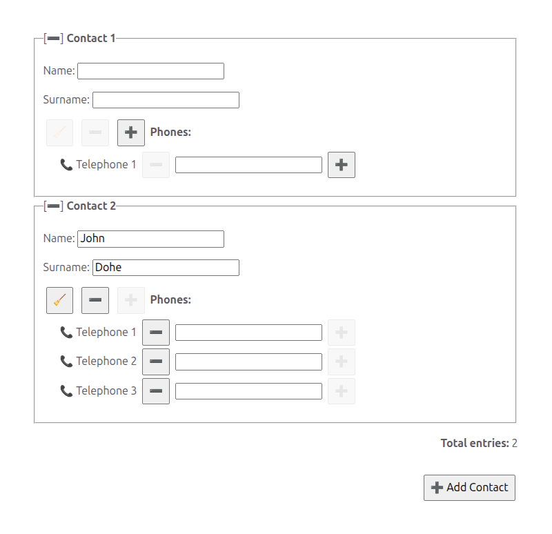 Add button shown as disabled when maximum list limit is reached